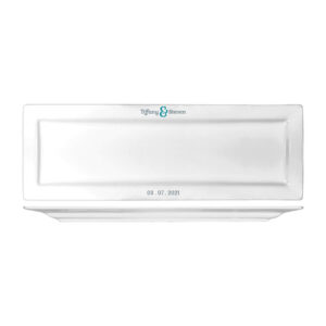 The Elite Rectangular Porcelain Platter is stylish enough for any presentation and durable enough to withstand oven temperatures up to 350 degrees Fahrenheit.